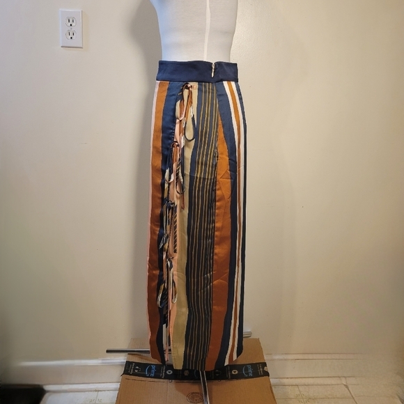 Foxiedox: Women's Small Striped Colorful Faux Wrap Maxi- length skirt - Picture 2 of 8